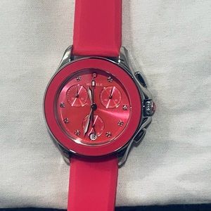Michele pink silicone watch